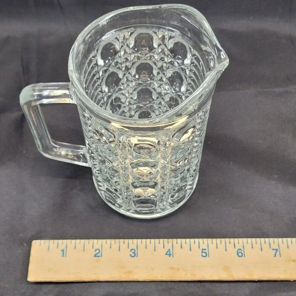 Indiana Glass Whitehall Pitcher Clear Cubist Vintage Mid Century‎ Modern Pressed